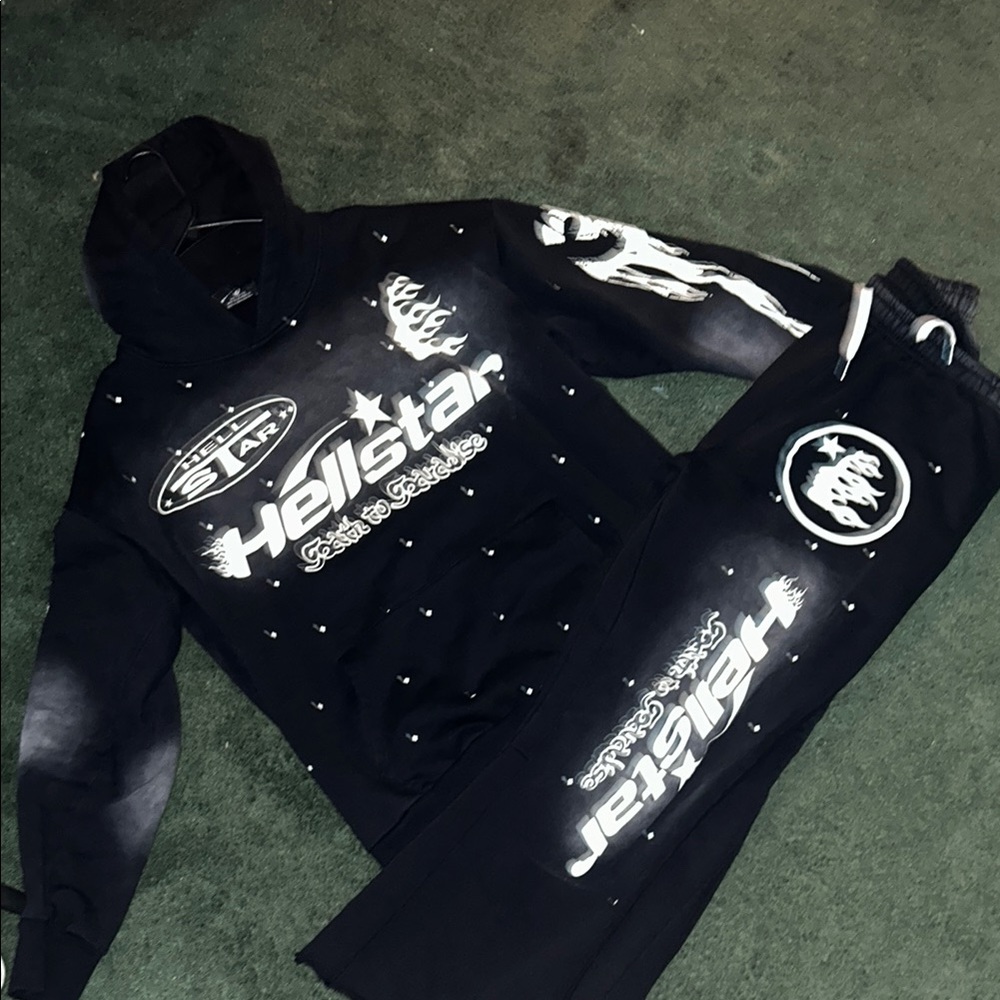 Hellstar Black Graphic Hoodie and Joggers Set
